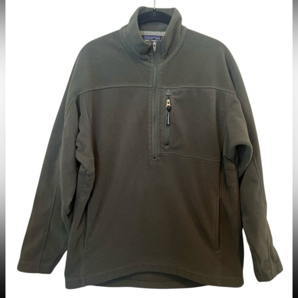 PATAGONIA MENS SYNCHILLA 1/2 ZIP FLEECE PULLOVER ARMY GREEN SIZE M STY# 25530